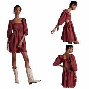 NWT! Anthropologie | Forever That Girl Scalloped Tie-Back Mini Dress Size Medium